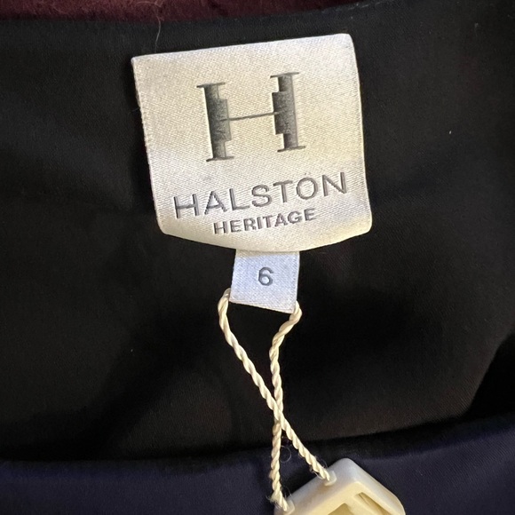 Halston Heritage silk mini shift dress draped Size 6 in Midnight/Black - Picture 8 of 8